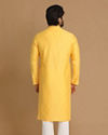 alt message - Manyavar Men Daffodil Yellow Solid Kurta Pajama image number 2